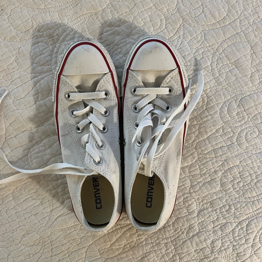 White low top Converse sneakers